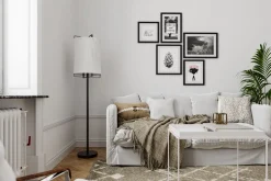 By Rydéns Stehlampe Stoff Metall E27 150 cm hoch Schwarz Weiß< Wohnzimmerlampen|Stofflampen