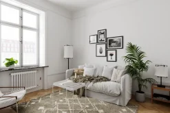 By Rydéns Stehlampe Stoff Metall E27 150 cm hoch Schwarz Weiß< Wohnzimmerlampen|Stofflampen