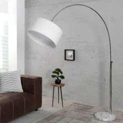 Invicta Interior Stehlampe Weißer Schirm 170cm Lampe Wohnzimmer< Retro Lampen|Designerlampen