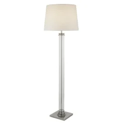 Searchlight Stehleuchte 156 cm in Silber Creme E27 Stoff Glas< Bürolampen|Wohnzimmerlampen