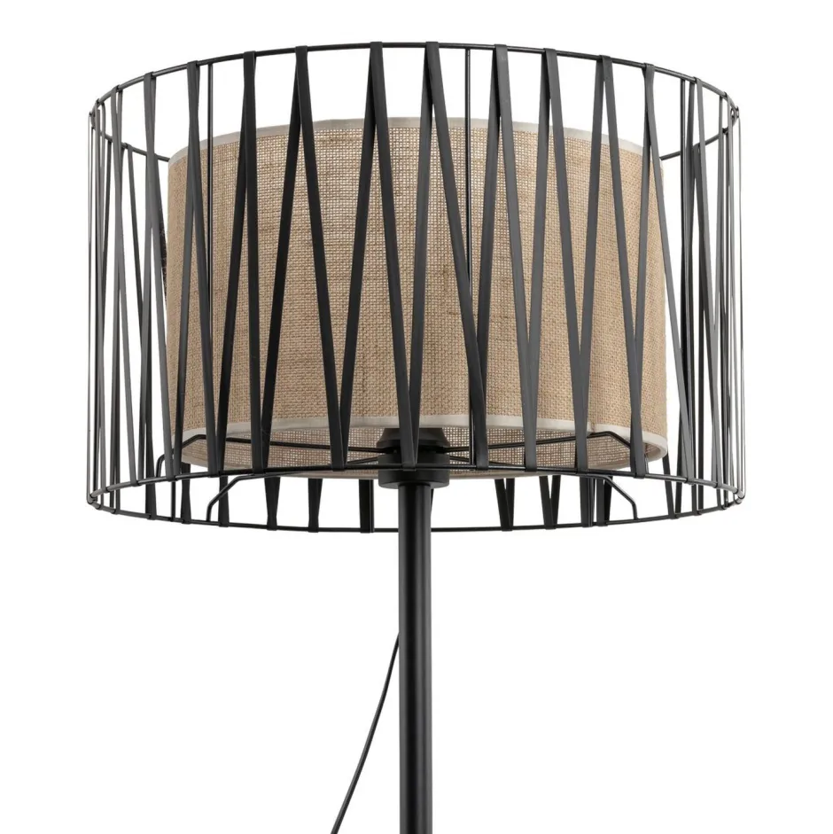 TK Lighting Stehleuchte 158 cm Metall Jute Schwarz Braun E27 Modern< Bürolampen|Stehlampen