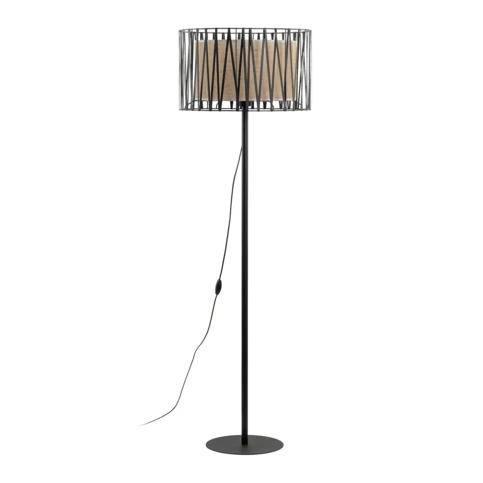 TK Lighting Stehleuchte 158 cm Metall Jute Schwarz Braun E27 Modern< Bürolampen|Stehlampen