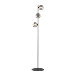 TK Lighting Stehleuchte 151 cm Rauchglas Metall Grau Schwarz 3x G9< Bürolampen|Glaslampen