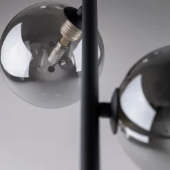 TK Lighting Stehleuchte 151 cm Rauchglas Metall Grau Schwarz 3x G9< Bürolampen|Glaslampen