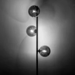 TK Lighting Stehleuchte 151 cm Rauchglas Metall Grau Schwarz 3x G9< Bürolampen|Glaslampen