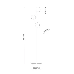 TK Lighting Stehleuchte 151 cm Rauchglas Metall Grau Schwarz 3x G9< Bürolampen|Glaslampen
