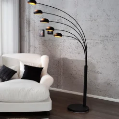 Retro Lampen|Designerlampen*Invicta Interior Stehleuchte 205cm Retro flexibel Kugel Schwarz