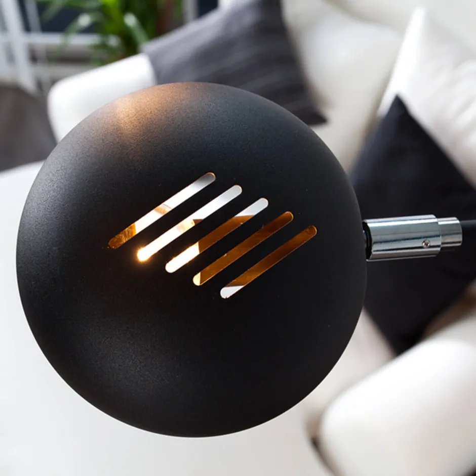 Retro Lampen|Designerlampen*Invicta Interior Stehleuchte 205cm Retro flexibel Kugel Schwarz