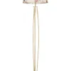 Stofflampen|Shabby Chic Lampen*Jupiter Stehleuchte CRINE Blumen 165cm Shabby Gold Weiß