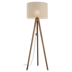 TK Lighting Stehleuchte Dreibein 145 cm Holz Stoff E27 NOLAN< Holzlampen|Skandinavische Lampen