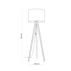 TK Lighting Stehleuchte Dreibein 145 cm Holz Stoff E27 NOLAN< Holzlampen|Skandinavische Lampen