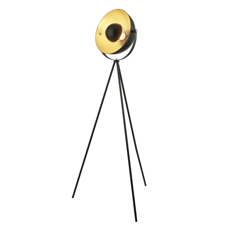 Wandleuchten|Bürolampen*Searchlight Stehleuchte Dreibein Schwarz Gold E27 144 cm Metall