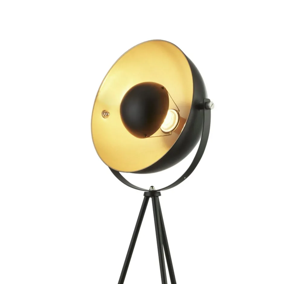 Wandleuchten|Bürolampen*Searchlight Stehleuchte Dreibein Schwarz Gold E27 144 cm Metall