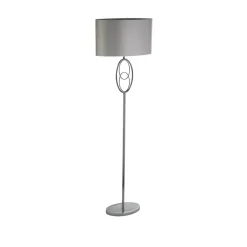 Searchlight Stehleuchte E27 Stoff Metall niedrig 151 cm Chrom Silber< Bürolampen|Wohnzimmerlampen
