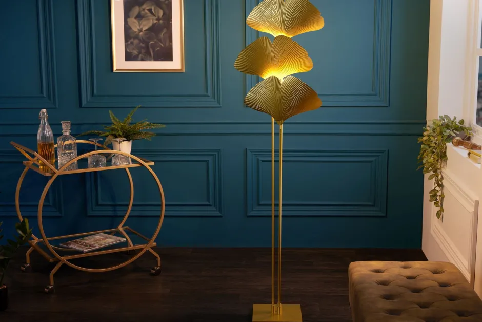 Invicta Interior Stehleuchte 3-flammig Metall Gold indirekt E14 160 cm< Badezimmer Lampe|Designerlampen