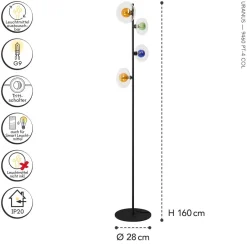 Eco-Light Stehleuchte Glas Grün Blau Bernstein G9 160 cm Modern< Wohnzimmerlampen|Glaslampen