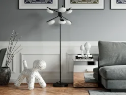 Wohnzimmerlampen|Glaslampen*By Rydéns Stehleuchte Glas Metall G9 165 cm hoch Retro Schwarz Weiß