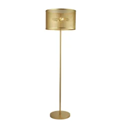 Searchlight Stehleuchte Gold 145 cm Metall Retro Design 2x E27< Wohnzimmerlampen|Metall Lampen