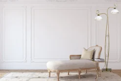 Emibig Stehleuchte Gold Antik Weiß Metall Glas 2-flammig< Glaslampen|Wohnzimmerlampen