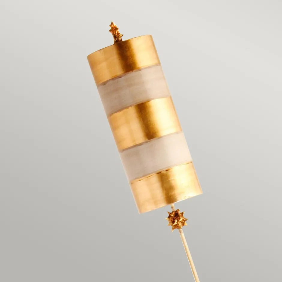 Elstead Stehleuchte groß 195,9 cm Metall Stoff E27 Modern Gold Taupe< Designerlampen|Stofflampen