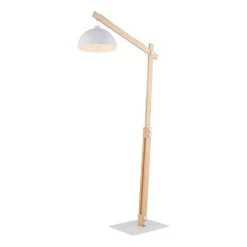 Lampen Aus Aller Welt|Holzlampen*TK Lighting Stehleuchte Holz Metall 180 cm verstellbar Weiß Natur