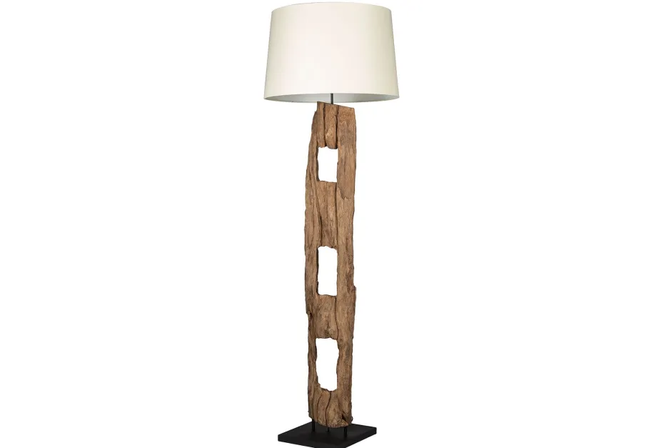 Invicta Interior Stehleuchte Holz Stoff Weiß blendarm 177 cm E27 Lesen< Bürolampen|Stofflampen
