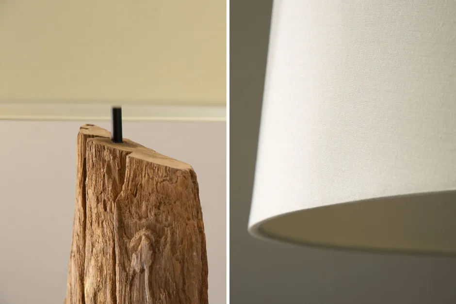 Invicta Interior Stehleuchte Holz Stoff Weiß blendarm 177 cm E27 Lesen< Bürolampen|Stofflampen