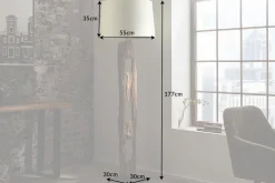 Invicta Interior Stehleuchte Holz Stoff Weiß blendarm 177 cm E27 Lesen< Bürolampen|Stofflampen