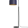 Metall Lampen|Stehlampen*Luminex Stehleuchte klein Metall Stoff 151 cm E27 Blau Gold