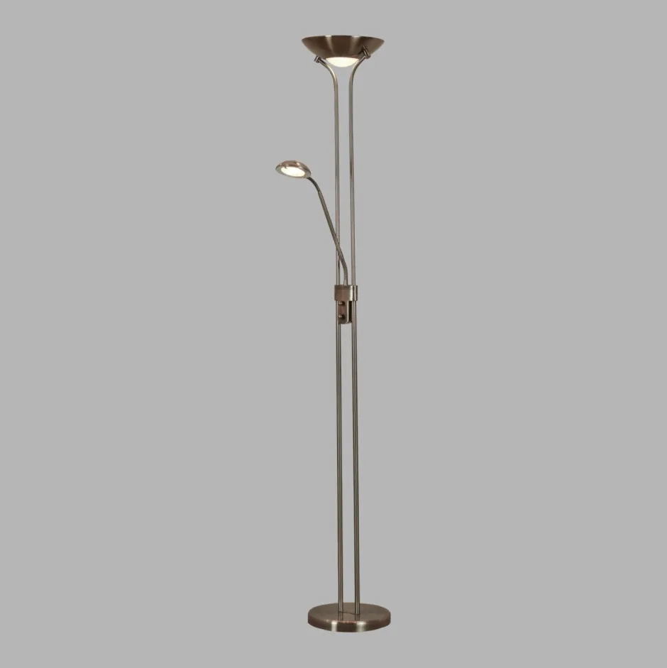 Searchlight Stehleuchte LED in Messing mit Leselampe 3000 K< Led Lampen|Bürolampen