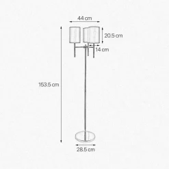 Bürolampen|Lampen Aus Aller Welt*Giovanni Battista Stehleuchte Messing Stoff Blau 3-flammig 153,5 cm klein