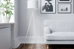 Wohnzimmerlampen|Retro Lampen*By Rydéns Stehleuchte Metall Stoff 145 cm hoch Tripod Weiß E27