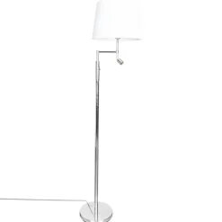 Wohnzimmerlampen|Stofflampen*By Rydéns Stehleuchte mit Lesearm 157cm Chrom Weiß E27 LED Stoff Metall