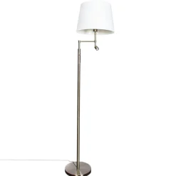 By Rydéns Stehleuchte mit Leselampe 157 cm Messing antik Weiß E27 + LED< Wohnzimmerlampen|Stofflampen