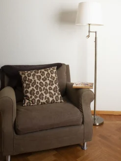 By Rydéns Stehleuchte mit Leselampe 157 cm Messing antik Weiß E27 + LED< Wohnzimmerlampen|Stofflampen