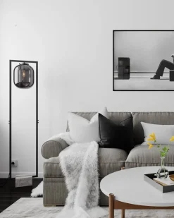 Wohnzimmerlampen|Glaslampen*By Rydéns Stehleuchte Rauchglas Metall Stein 150 cm Retro Design E27