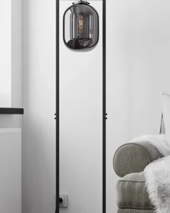 Wohnzimmerlampen|Glaslampen*By Rydéns Stehleuchte Rauchglas Metall Stein 150 cm Retro Design E27