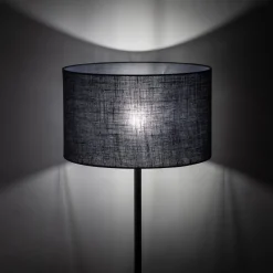 Bürolampen|Stofflampen*TK Lighting Stehleuchte Schwarz 160 cm Ø 50 cm Metall Stoff E27