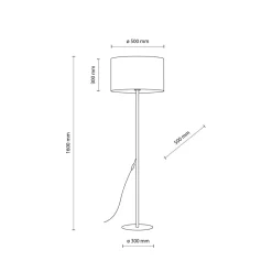 Bürolampen|Stofflampen*TK Lighting Stehleuchte Schwarz 160 cm Ø 50 cm Metall Stoff E27