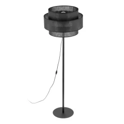 TK Lighting Stehleuchte Schwarz 155 cm E27 Stoff Metall Ø 50 cm< Wohnzimmerlampen|Stofflampen