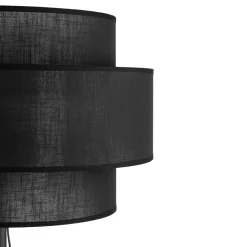TK Lighting Stehleuchte Schwarz 155 cm E27 Stoff Metall Ø 50 cm< Wohnzimmerlampen|Stofflampen
