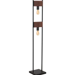Holzlampen|Stehlampen*Luminex Stehleuchte Schwarz Braun 148 cm niedrig Metall