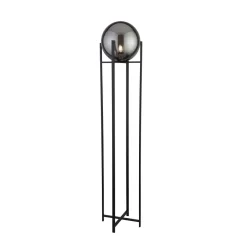 Wohnzimmerlampen|Glaslampen*Searchlight Stehleuchte Schwarz Rauchgrau E27 159 cm Glas Metall