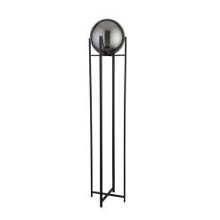 Wohnzimmerlampen|Glaslampen*Searchlight Stehleuchte Schwarz Rauchgrau E27 159 cm Glas Metall