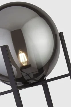 Wohnzimmerlampen|Glaslampen*Searchlight Stehleuchte Schwarz Rauchgrau E27 159 cm Glas Metall