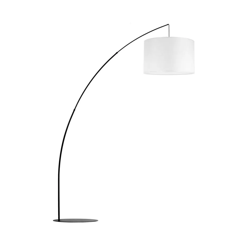 TK Lighting Stehleuchte Schwarz Weiß 245 cm hoch gebogen Stoffschirm< Moderne Lampen|Stofflampen