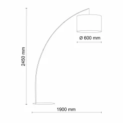 TK Lighting Stehleuchte Schwarz Weiß 245 cm hoch gebogen Stoffschirm< Moderne Lampen|Stofflampen