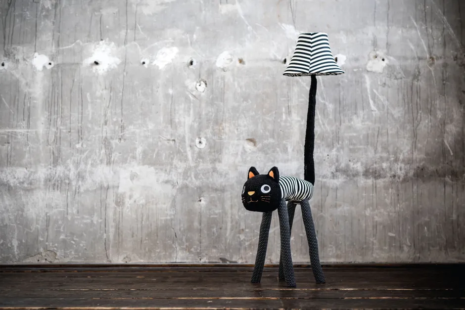 Happy Lamps Stehleuchte Schwarz Weiß Katze Kinder Erwachsene 126 cm<Kinder Kinderzimmerlampen|Kinderlampen