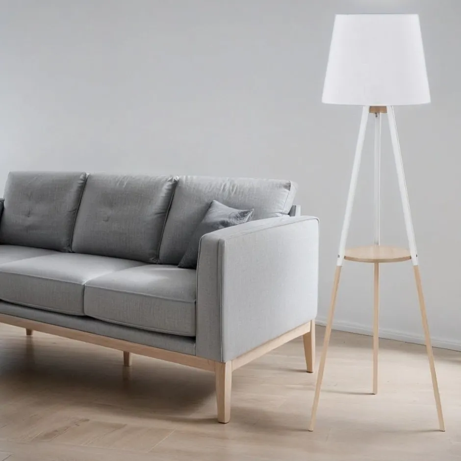 TK Lighting Stehleuchte VAIO Weiß Holz Dreibein skandinavisch< Lampen Aus Aller Welt|Moderne Lampen