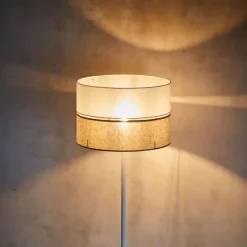 Wohnzimmerlampen|Stofflampen*TK Lighting Stehleuchte Weiß Braun 159 cm Jute Stoff Metall Boho